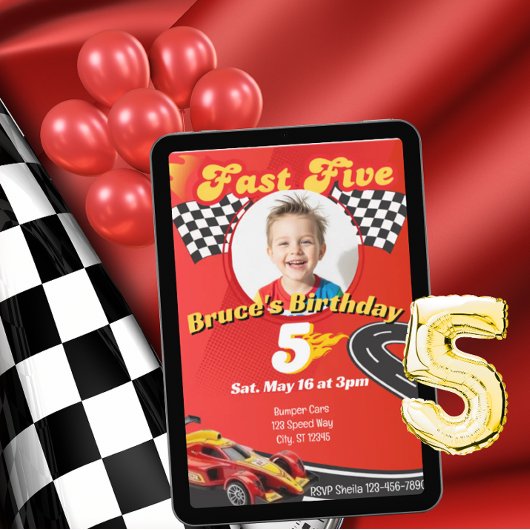 ファスト・ファイブ、ピクチャーレーシング5歳の誕生日 招待状
