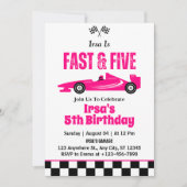 ファスト＆ファイヴ レース カー ガール 5歳の誕生日パーティー 招待状 (正面)