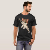ファスナーから出てくる猫 面白いコスチューム 男女兼用 Tシャツ (正面フル)