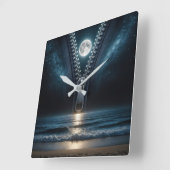 ファスナーが月光を解く スクエア壁時計 (傾斜)