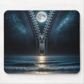 ファスナーが開く月明かり マウスパッド (正面)