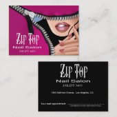 ファスナーを締めて下さい名刺のテンプレート(サロン)の上のそれの 予約カード (正面/裏面)