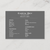 ファスナーを締めて下さい名刺のテンプレート(俳優のヘッド打撃)の上のそれの 名刺 (裏面)