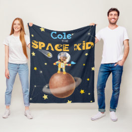 フ👨ァス宇宙飛行士🚀の可愛い宇宙テーマカスタム写真名 フリースブランケット