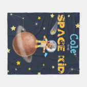 フ👨ァス宇宙飛行士🚀の可愛い宇宙テーマカスタム写真名 フリースブランケット (正面(横))