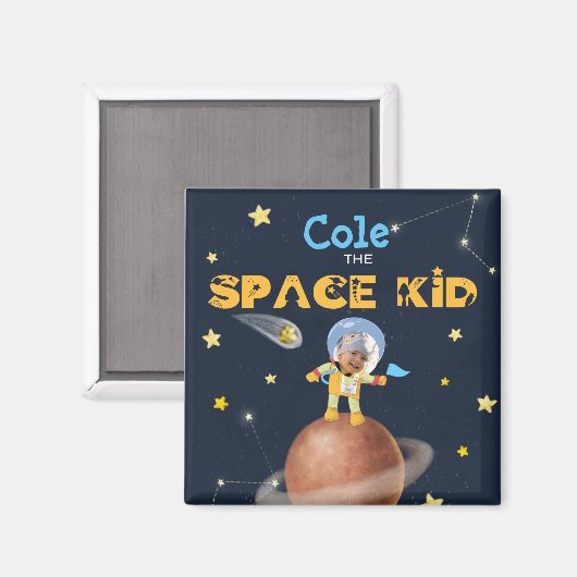 フ👨ァス宇宙飛行士🚀の可愛い宇宙テーマカスタム写真名 マグネット (正面/裏面)