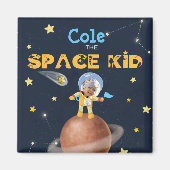 フ👨ァス宇宙飛行士🚀の可愛い宇宙テーマカスタム写真名 マグネット (正面)