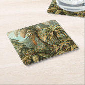 ファズパームツリーアンティークボタニカルファンドアート スクエアペーパーコースター (アングル)