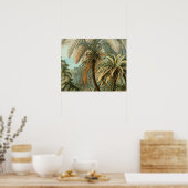 ファズパームツリーアンティークボタニカルファンドアート ポスター (キッチン)
