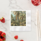 ファズパームツリーアンティークボタニカルファンドアート 縁ありカクテルナプキン (インサイチュ)
