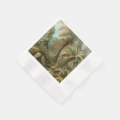 ファズパームツリーアンティークボタニカルファンドアート 縁ありカクテルナプキン (角)