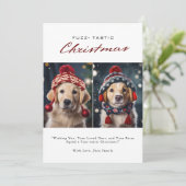 ファズ・タスティック |クリスマスペット犬の写真コラージュ シーズンカード (スタンド正面)
