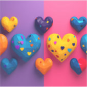 ファセットを持つ明るい色のハート シール (正面)