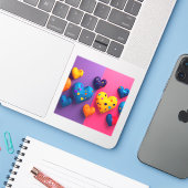 ファセットを持つ明るい色のハート シール (ノートパソコンとiPhone)