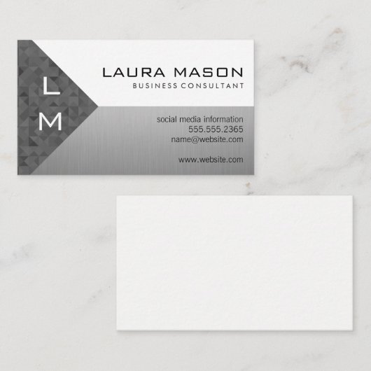 ファセットジオメトリックシルバーホワイト 名刺 (正面/裏面)