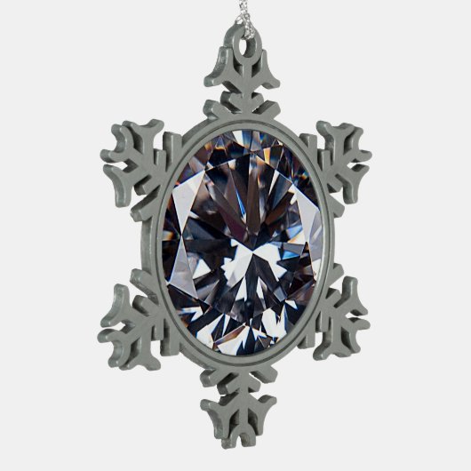 ファセットダイエレガントアモンド宝石イメージ スノーフレークピューターオーナメント (左)