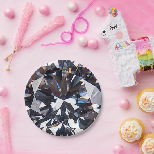 ファセットダイエレガントアモンド宝石イメージ ペーパープレート (パーティー)