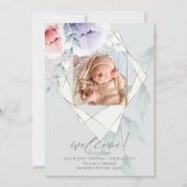 ファセットフォトフレームコーラルと薄紫牡丹 招待状 (正面)