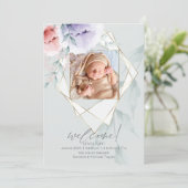 ファセットフォトフレームコーラルと薄紫牡丹 招待状 (スタンド正面)