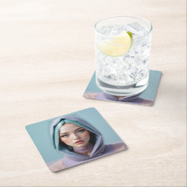 ファセット サンドアート 女性 スクエアペーパーコースター