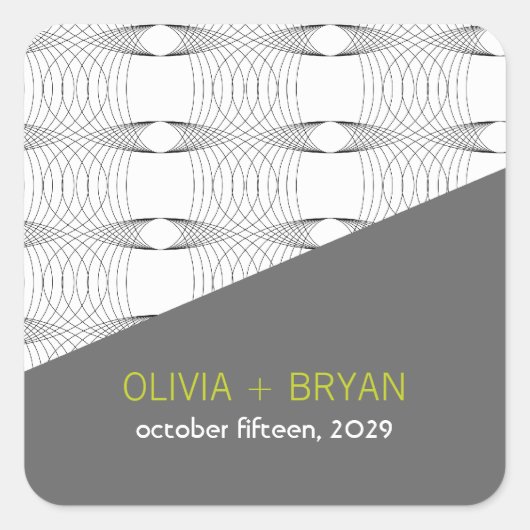 ファタフモダンチンリングや輪01結婚式の引き出物ステッカー スクエアシール (正面)