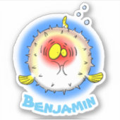 ファッおもしろいトフグの漫画イラストレーション シール (正面)