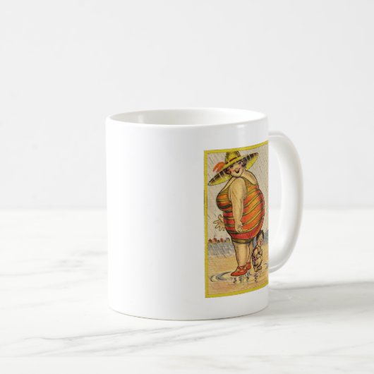 ファッおもしろいトレディーオンビーチ コーヒーマグカップ (正面右)