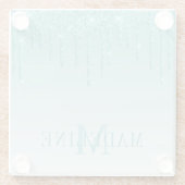 ファッシモダンャルティール(緑がかった色)グリッターモノグラム ガラスコースター (裏面)