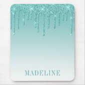ファッシモダンャルトレンディーティール（緑がかった色）グリッタードリップ マウスパッド (正面)
