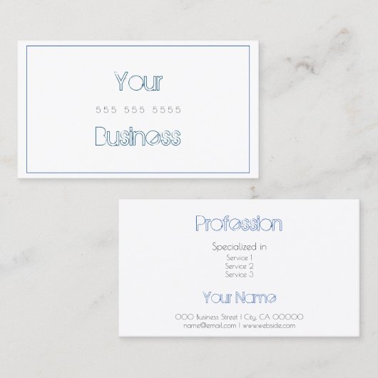 ファッショナブエレガントルホワイト、トレンディーモダン枠 名刺 (正面/裏面)