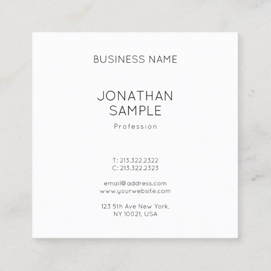 ファッショナブルお洒落スクエアデザインプモダンランラックス スクエア名刺 (裏面)