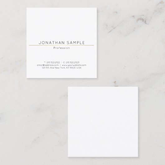 ファッショナブルお洒落スクエアデザイン金ゴールドプレインラグジュアリー スクエア名刺 (正面/裏面)