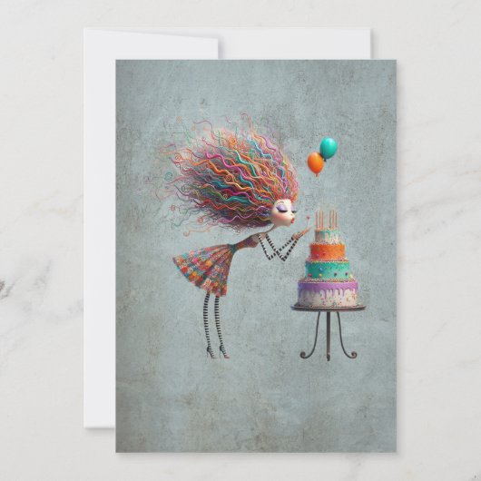 ファッショナブルお洒落誕生日ガール 招待状 (裏面)