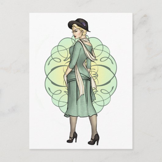 ファッショナブルなギャング – 1920sピンナップ ポストカード (正面)