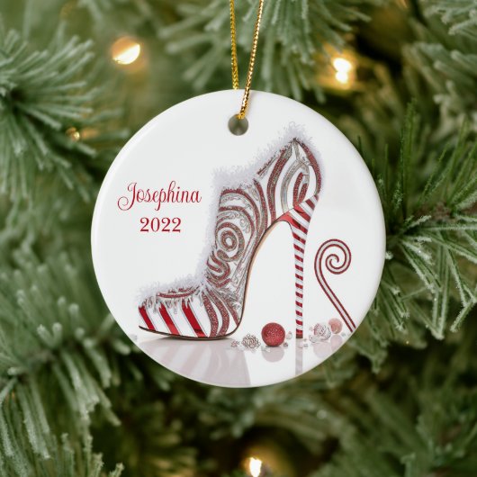 ファッショナブルなクリスマススティレット高ヒール靴 セラミックオーナメント (ツリー)