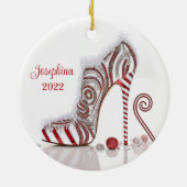 ファッショナブルなクリスマススティレット高ヒール靴 セラミックオーナメント (裏面)