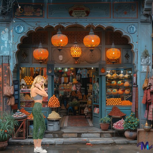 ファッショナブルなグリーンカスタムデニム文字&ロゴ カプリレギンス