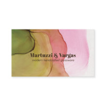 ファッショナブルなグリーンピンク&アンバーアルコールインクアート