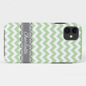 ファッショナブルなセージのシェブロンとグレーレース Case-Mate iPhoneケース (裏面(横))