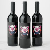 ファッショナブルなヒップスタ豚グラフィティスタイル印刷可能なde ワインラベル (ボトル)