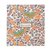 ファッショナブルなヒョウ柄、楽園の鳥 ノートパッド (正面)