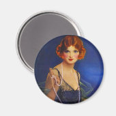 ファッショナブルなフラッパー女の子と真夜中の青いドレス マグネット (正面/裏面)