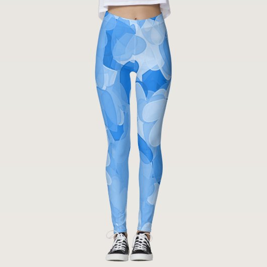 ファッショナブルなブルーレディースパンツ,ブルーハートの女性 レギンス (正面)