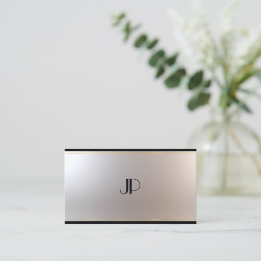 ファッショナブルなモノグラムグラマラスな金ゴールドシルバープレーン 名刺 (スタンド正面)