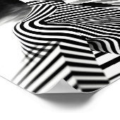 ファッショナブルな女性の光学錯覚ブラックとホワイト ポスター (角)