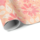 ファッショナブルな桃の色合いの花のパターン。 ラッピングペーパー (ロールコーナー)