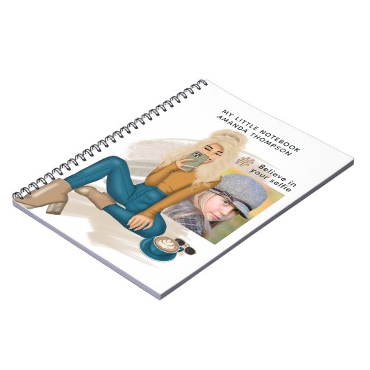 ファッショナブルな自撮り女の子フォトノートブックを追加 ノートブック (左側)