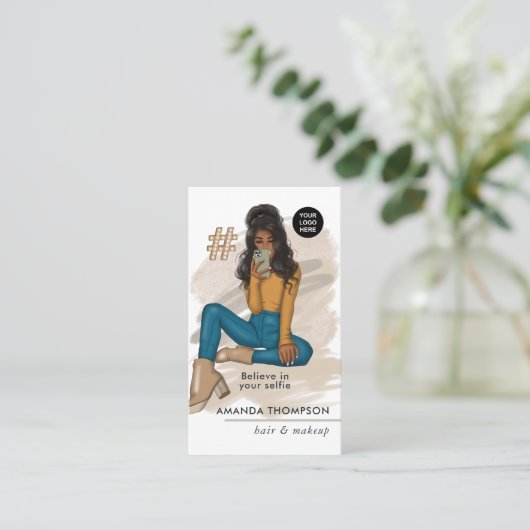 ファッショナブルな自撮り娘 名刺 (スタンド正面)