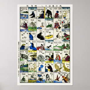 ファッショナブルな言葉日本の&英語 ポスター