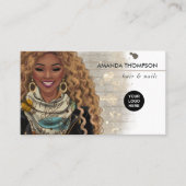 ファッショナブルな髪と美しいのアフリカ系アメリカ人 名刺 (正面)